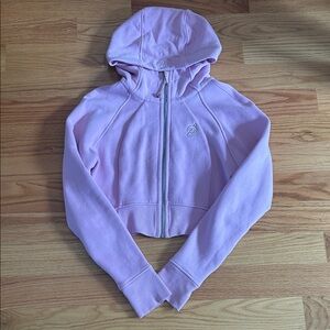lululemon athletica Peloton Pink Lavender Scuba Cropped Full Zip Hoodie, size 8
